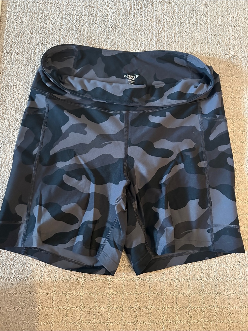 Old Navy Black and Gray Camo Bike Shorts
